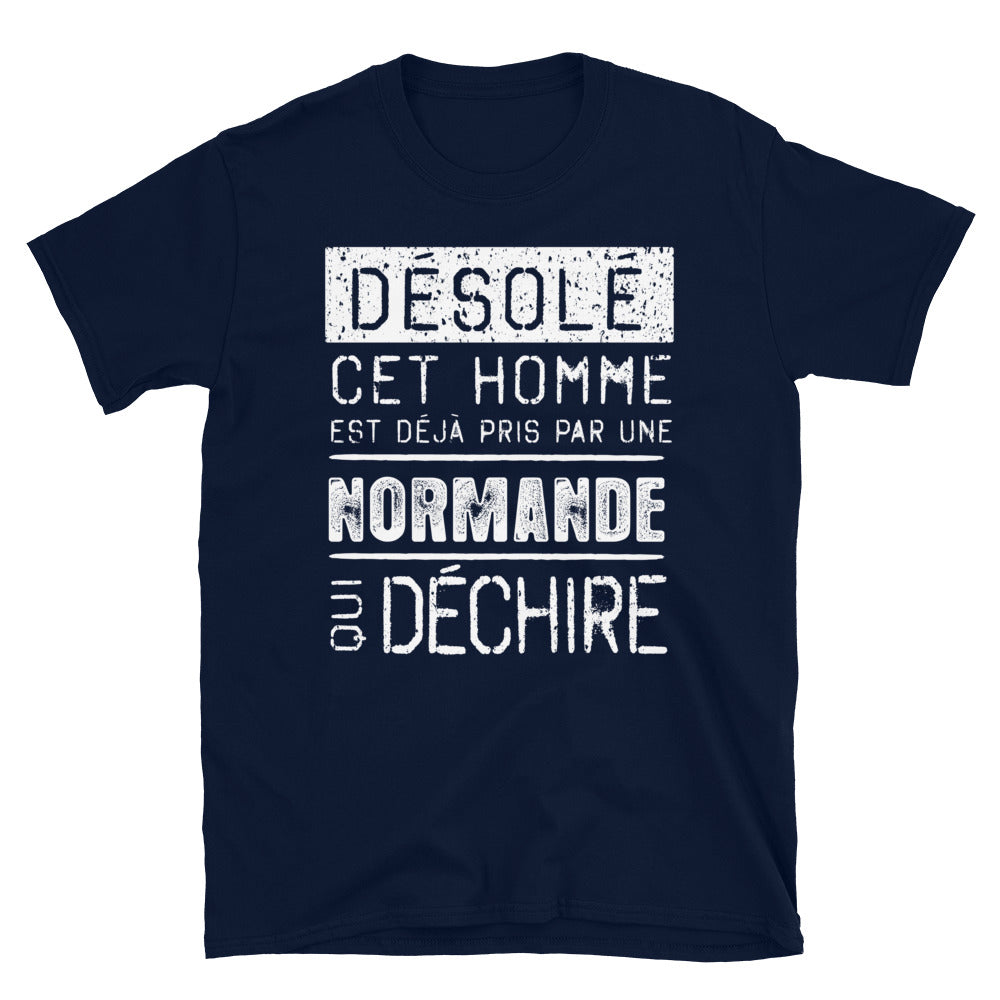 T-shirt Normande noir dos - Désolé ce mec est pris par une fille qui déchire