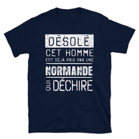 Thumbnail for T-shirt Normande noir dos - Désolé ce mec est pris par une fille qui déchire