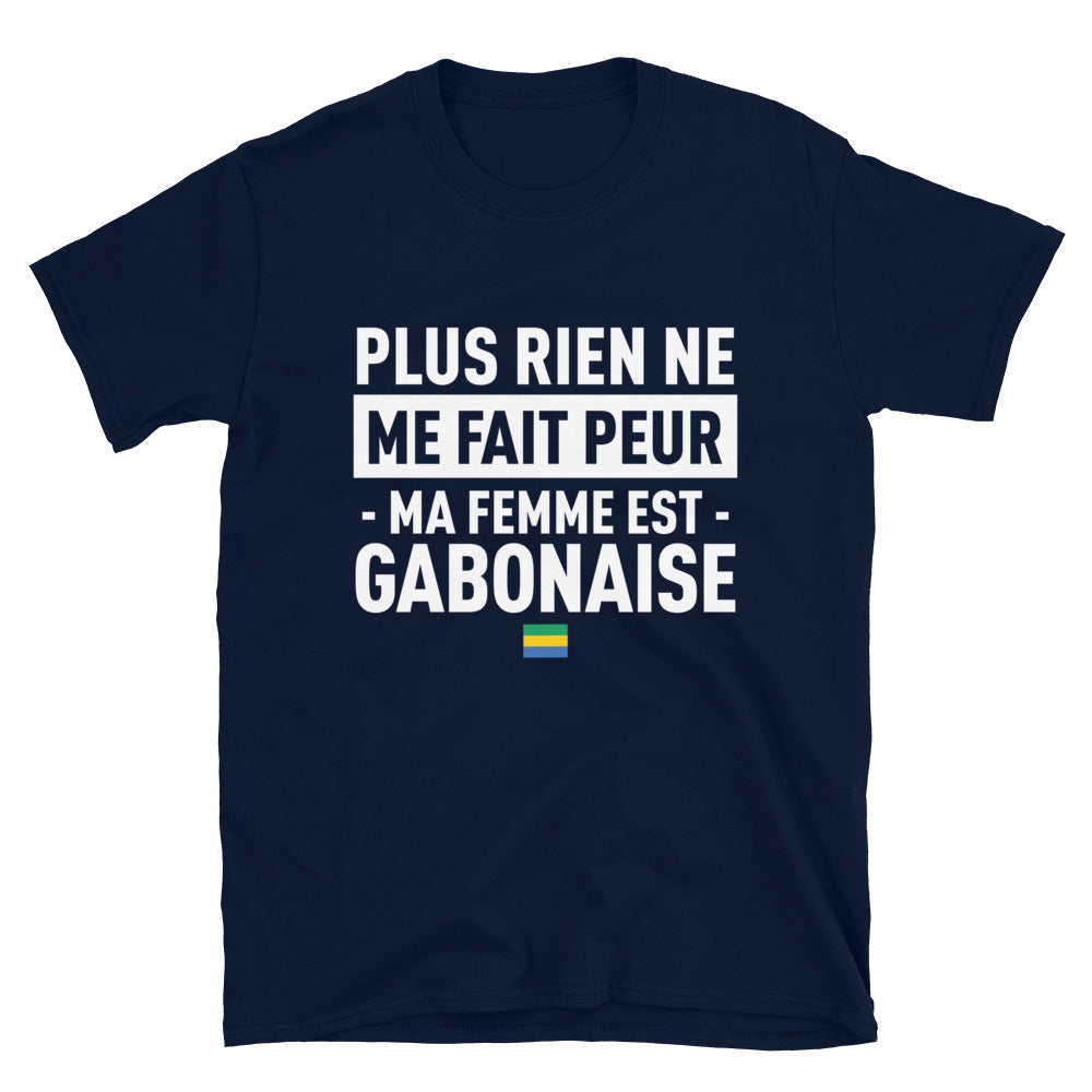 T-shirt Gabon noir dos - Plus rien ne me fait peur ma femme est