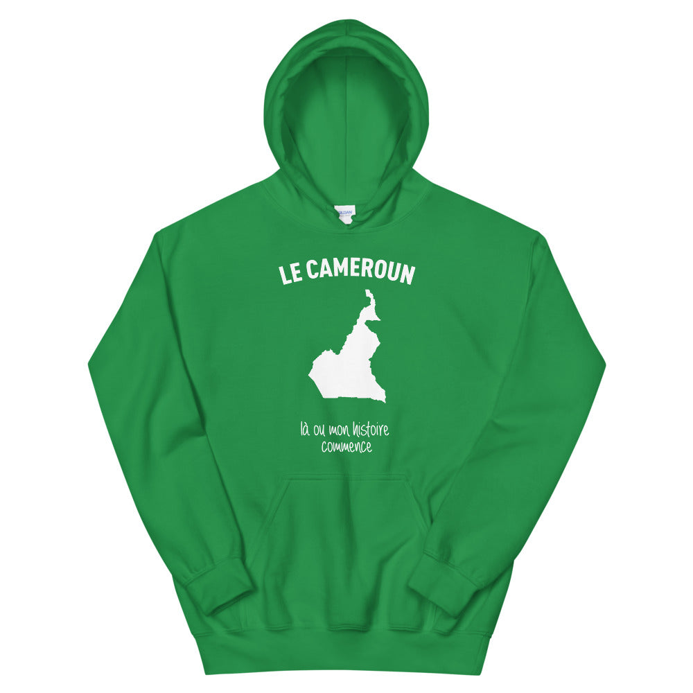 Sweatshirt Cameroun bleu marine face - Mon histoire commence ici