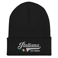 Thumbnail for Bonnet Italie noir dos - Italiana per sempre brodé avec drapeau