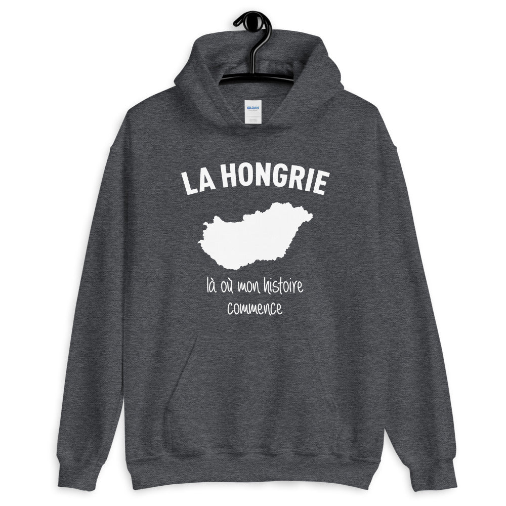 Sweatshirt Hongrie gris foncé - Mon histoire commence avec humour