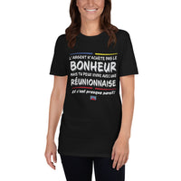 Thumbnail for T-shirt Réunionnais gris foncé - L'argent n'achète pas le bonheur dos