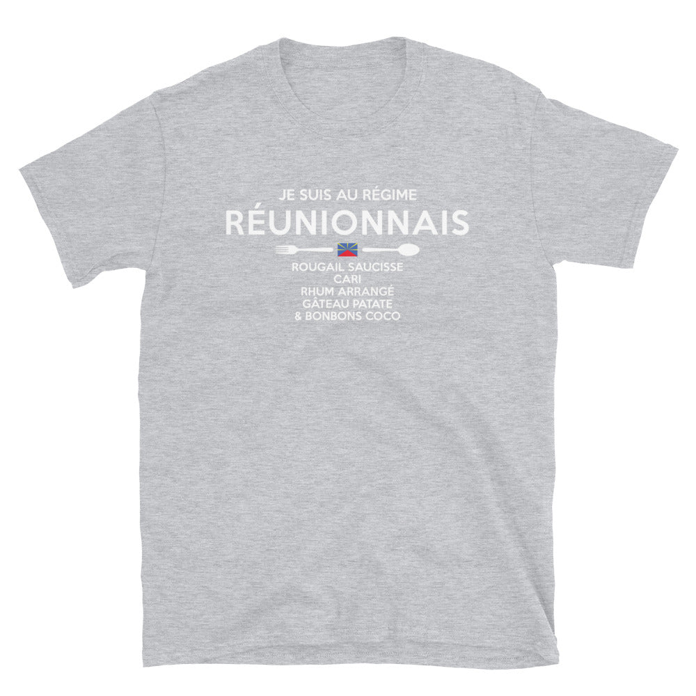 T-shirt Réunionnais gris sport dos - Fierté et humour local