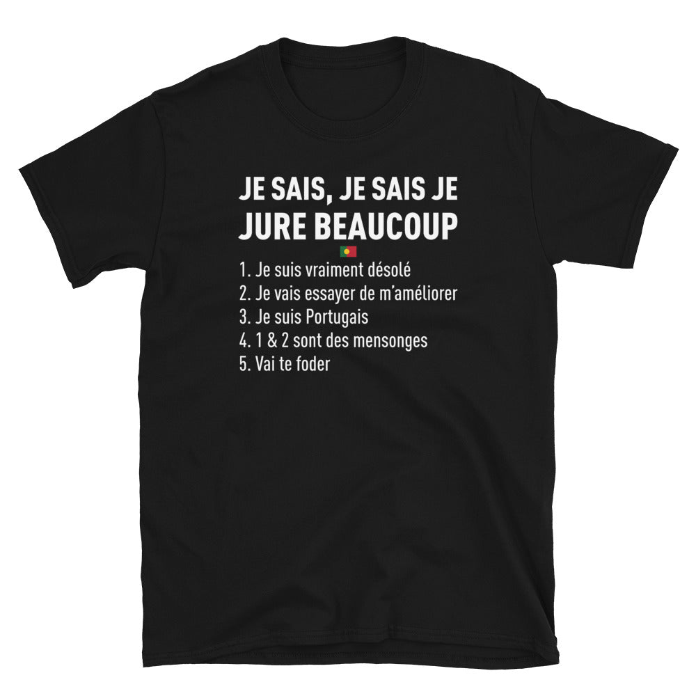 T-shirt Portugal noir - Je jure beaucoup avec humour
