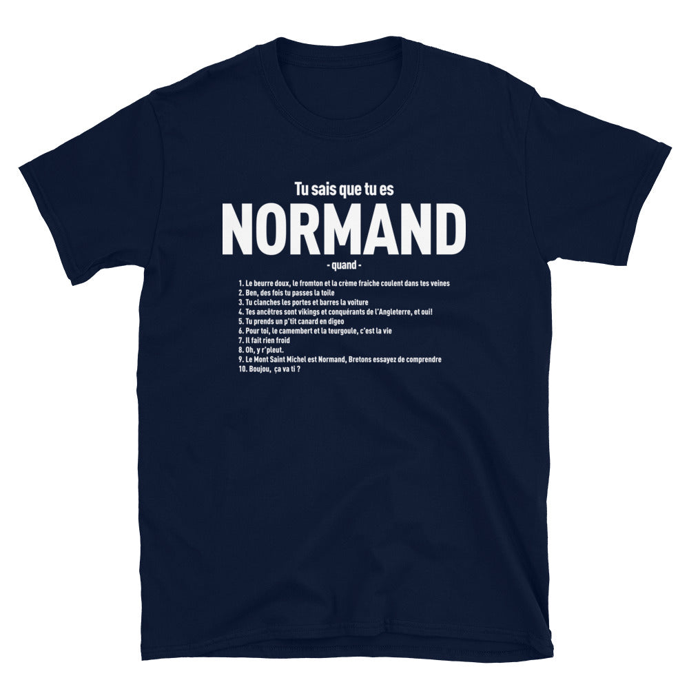 T-shirt Normand bleu marine dos - Tu sais que tu es normand quand...