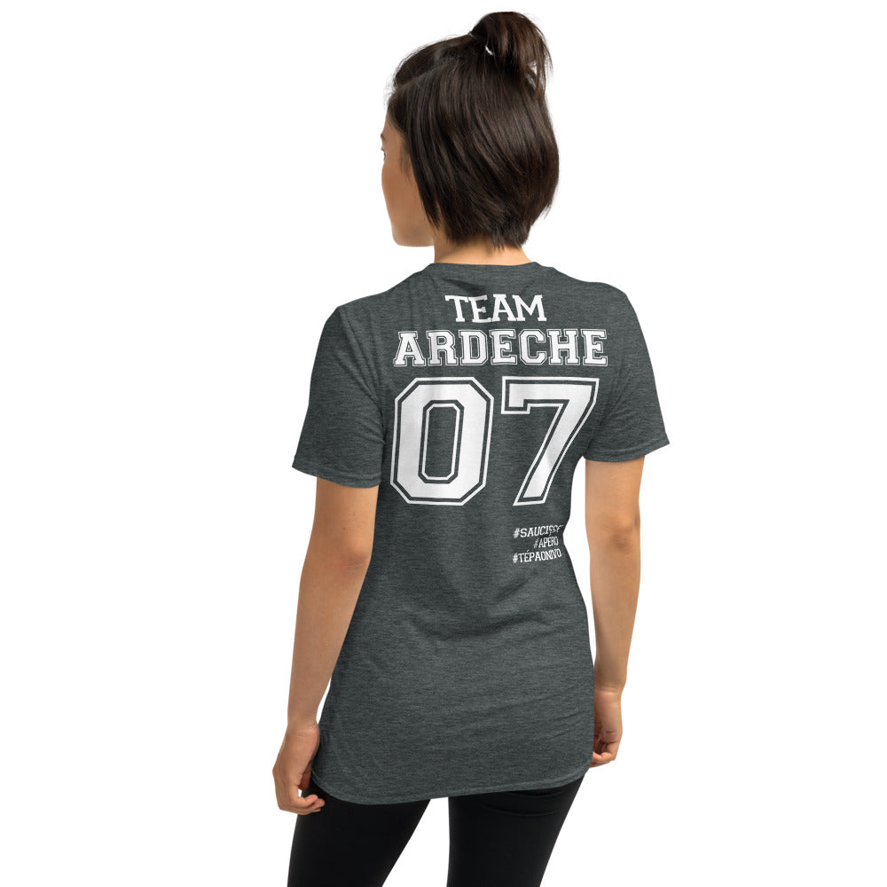 T-shirt Ardèche gris foncé dos - Fierté locale avec humour
