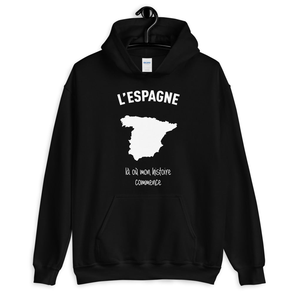 Sweatshirt Espagne noir - L'histoire commence ici