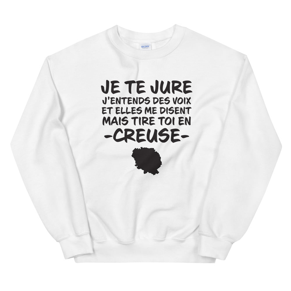 Sweatshirt Creuse blanc - Je te jure avec humour local
