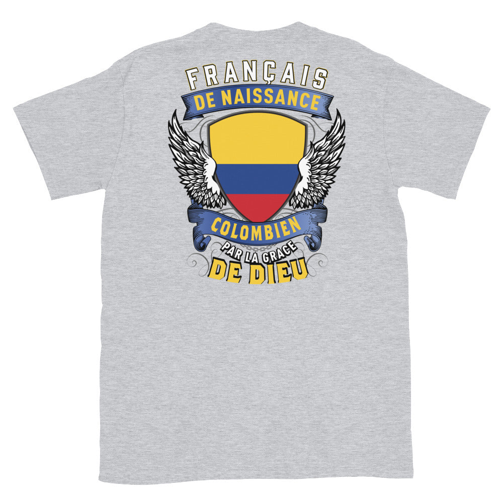 T-shirt Colombien bleu marine dos - Fierté et humour en coton