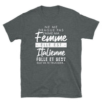 Thumbnail for T-shirt Italie gris foncé chiné dos - Ne me drague pas ma femme est Italienne