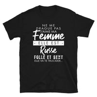 Thumbnail for T-shirt Russe noir - Ne me drague pas ma femme est Russe