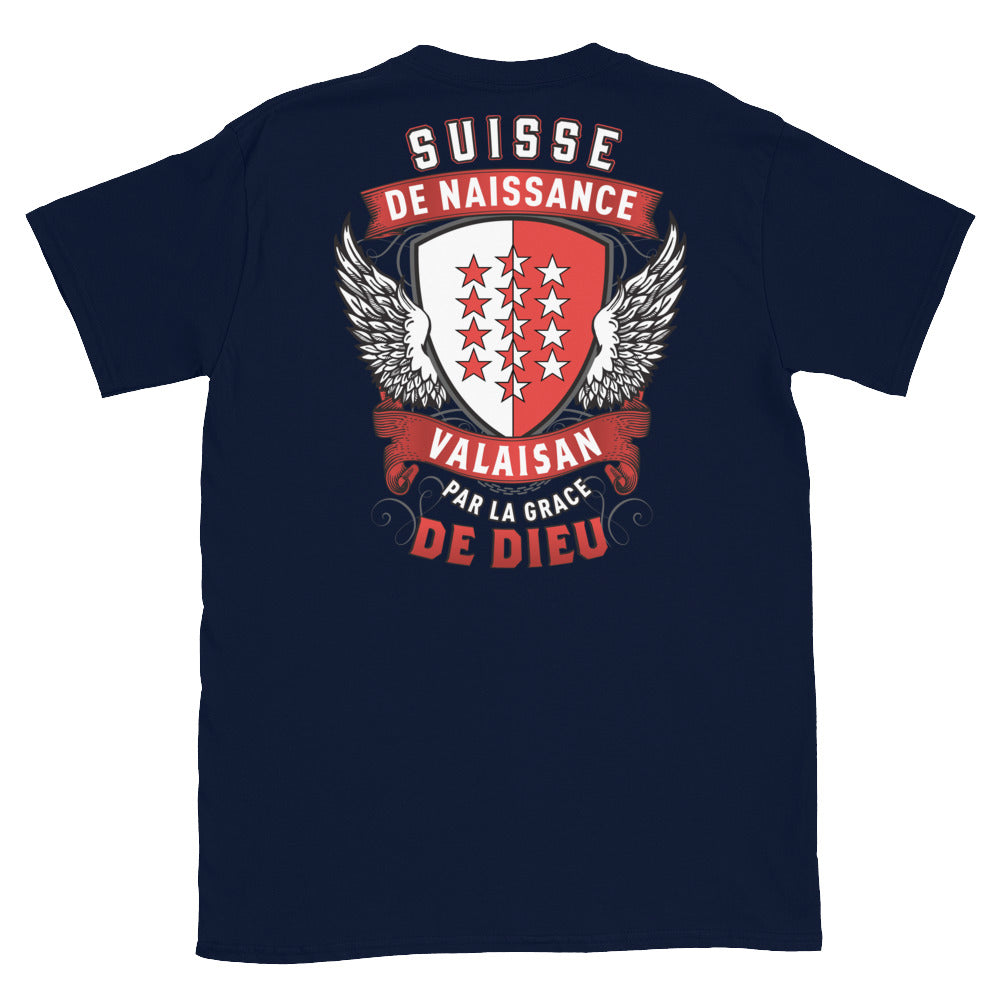 T-shirt Valais bleu marine - Français, Belge, Suisse, Canadien