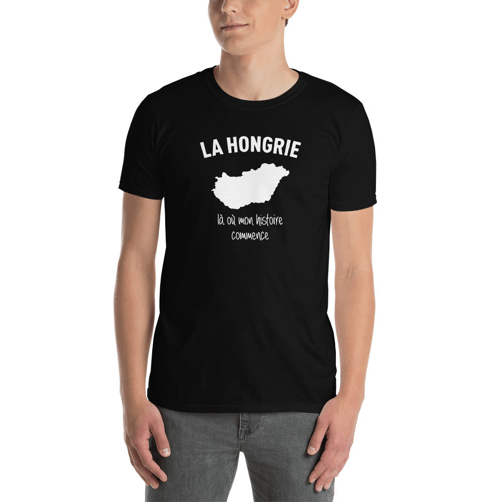 T-shirt Hongrie noir dos - Mon histoire commence avec fierté
