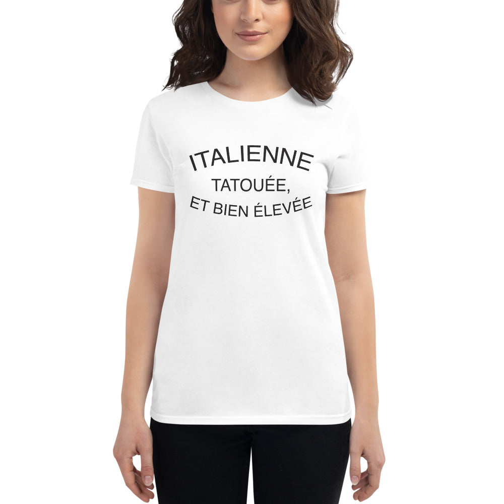 T-shirt Italie gris chiné - Italienne et tatouée avec humour