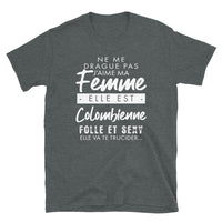 Thumbnail for T-shirt Colombien gris foncé chiné - Ne me drague pas ma femme est Colombienne