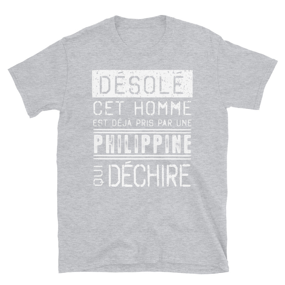 T-shirt Philippine bleu marine dos - Désolé ce mec est pris par une fille