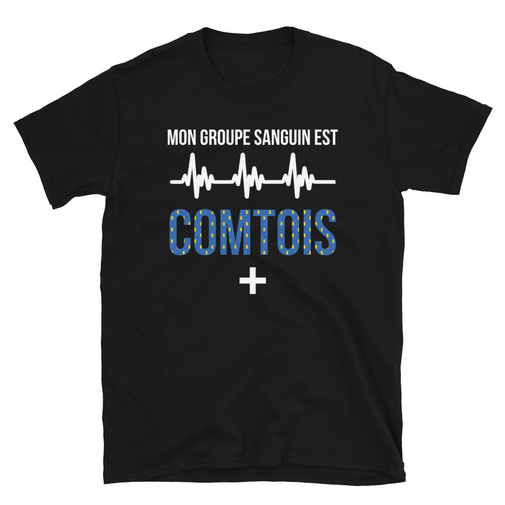 T-shirt Franche-Comté noir - Fierté du groupe sanguin comtois