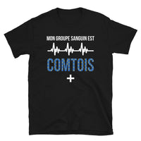 Thumbnail for T-shirt Franche-Comté noir - Fierté du groupe sanguin comtois