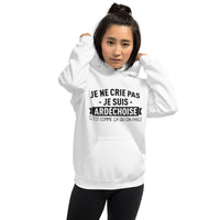Thumbnail for Sweatshirt Ardéchois blanc face - Je ne crie pas, je suis Ardéchoise