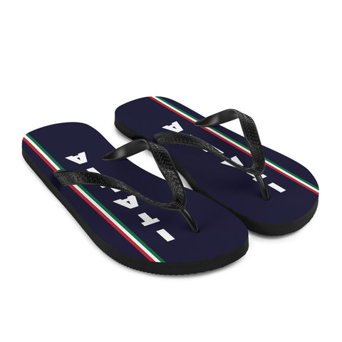 Tongs Italiennes - Liseré drapeau italien et mention Italia - Sandales Italia - Ici & Là - T-shirts & Souvenirs de chez toi