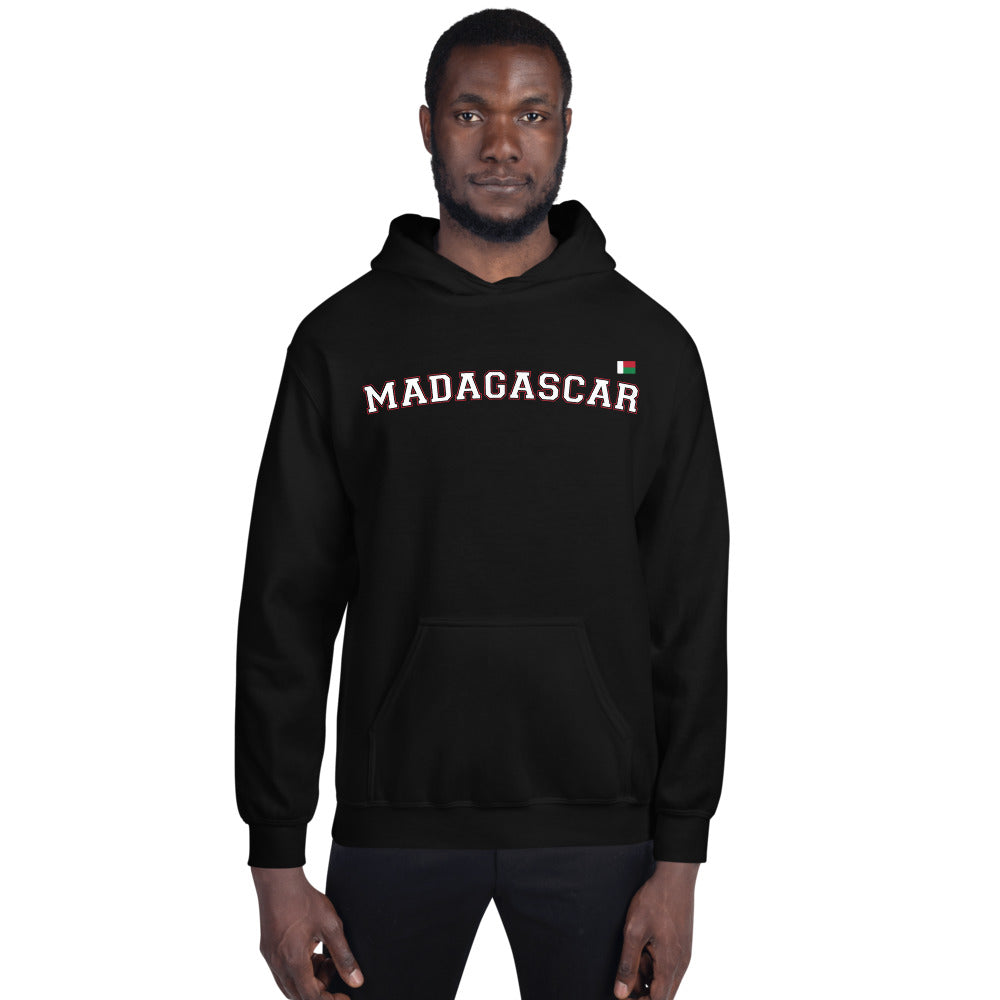 Sweatshirt Madagascar bleu marine dos - Drapeau malagasy sur le coeur