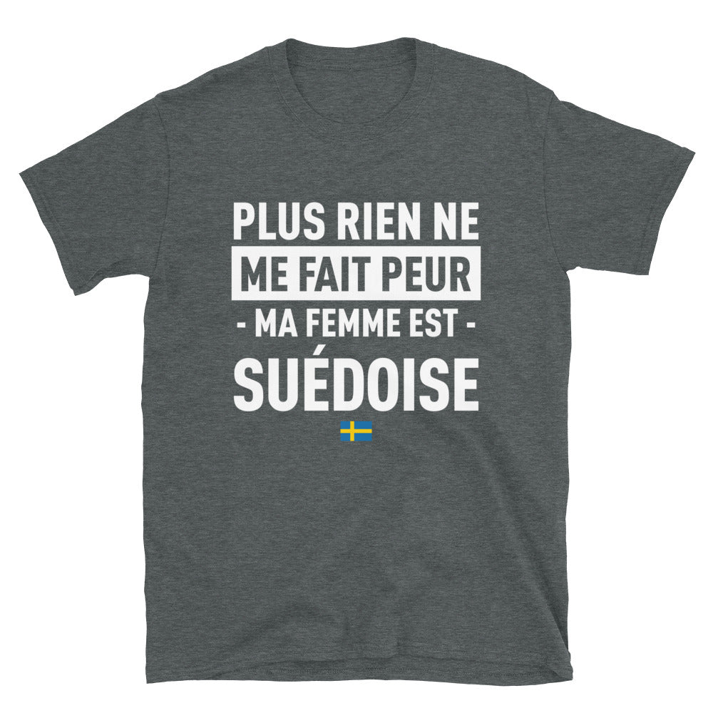 T-shirt Suédois bleu marine - Plus rien ne me fait peur ma femme est