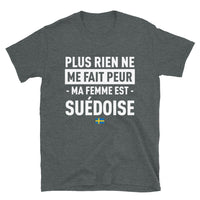Thumbnail for T-shirt Suédois bleu marine - Plus rien ne me fait peur ma femme est