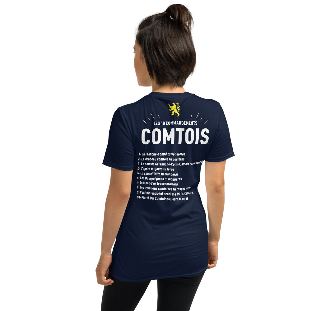 T-shirt France-Comté bleu marine dos - Les 10 commandements comtois