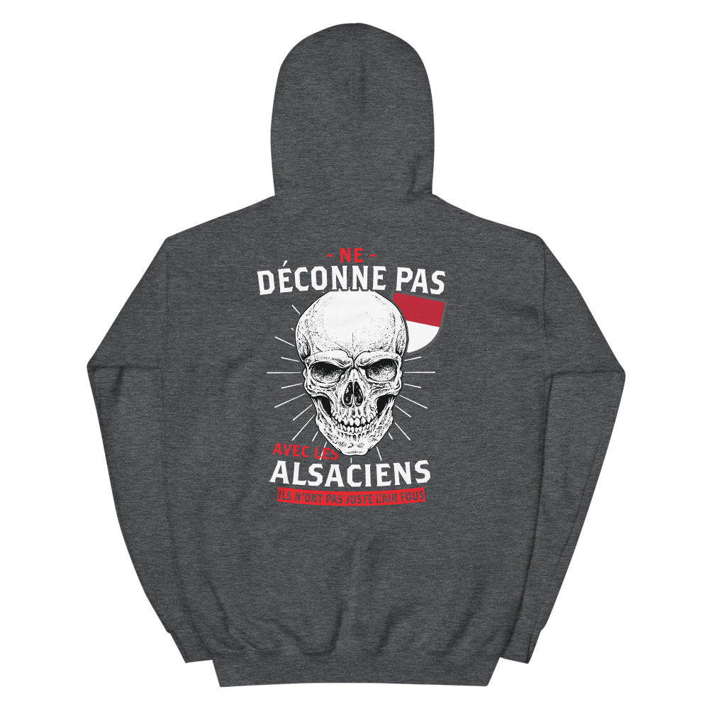 Sweatshirt Alsace gris foncé chiné dos - Ne déconne pas avec les Alsaciens