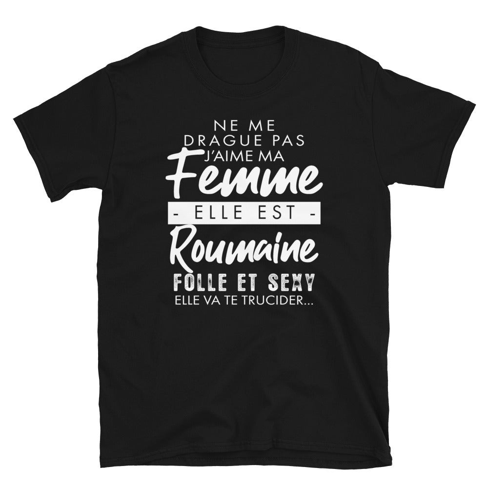 T-shirt Roumain noir - Ne me drague pas