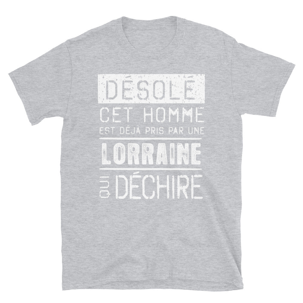 T-shirt Lorraine bleu marine dos - Désolé ce mec est pris par une fille qui déchire