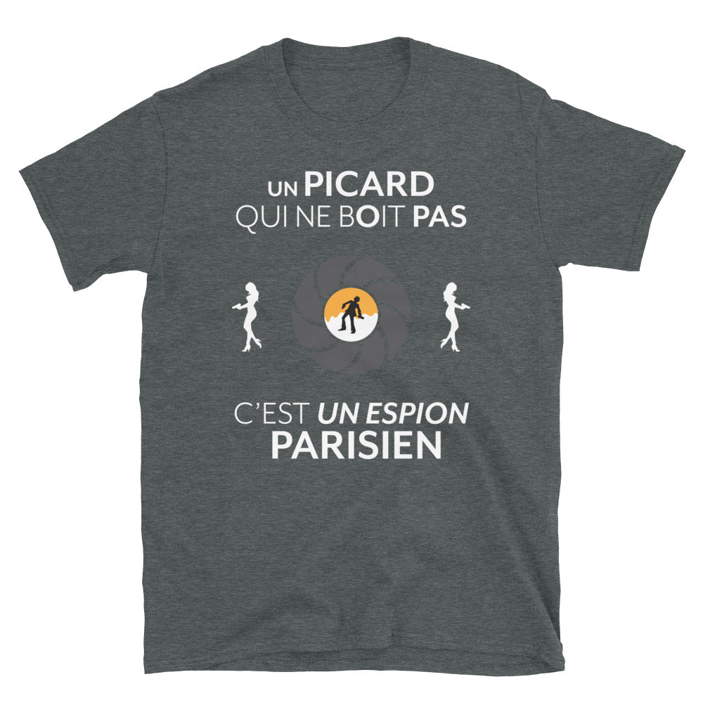 T-shirt Picardie gris foncé - Le gars qui ne boit pas c'est un espion