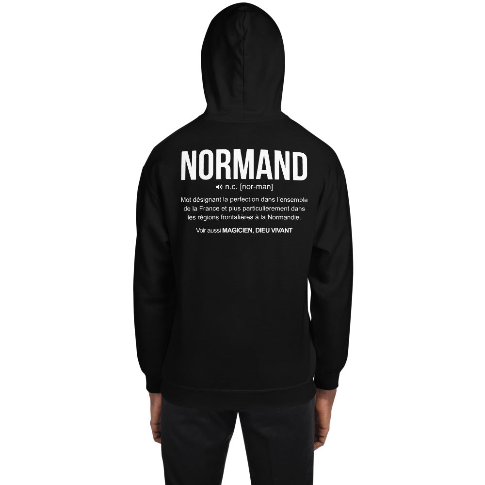 Sweat à capuche Normand gris foncé chiné - Définition humoristique
