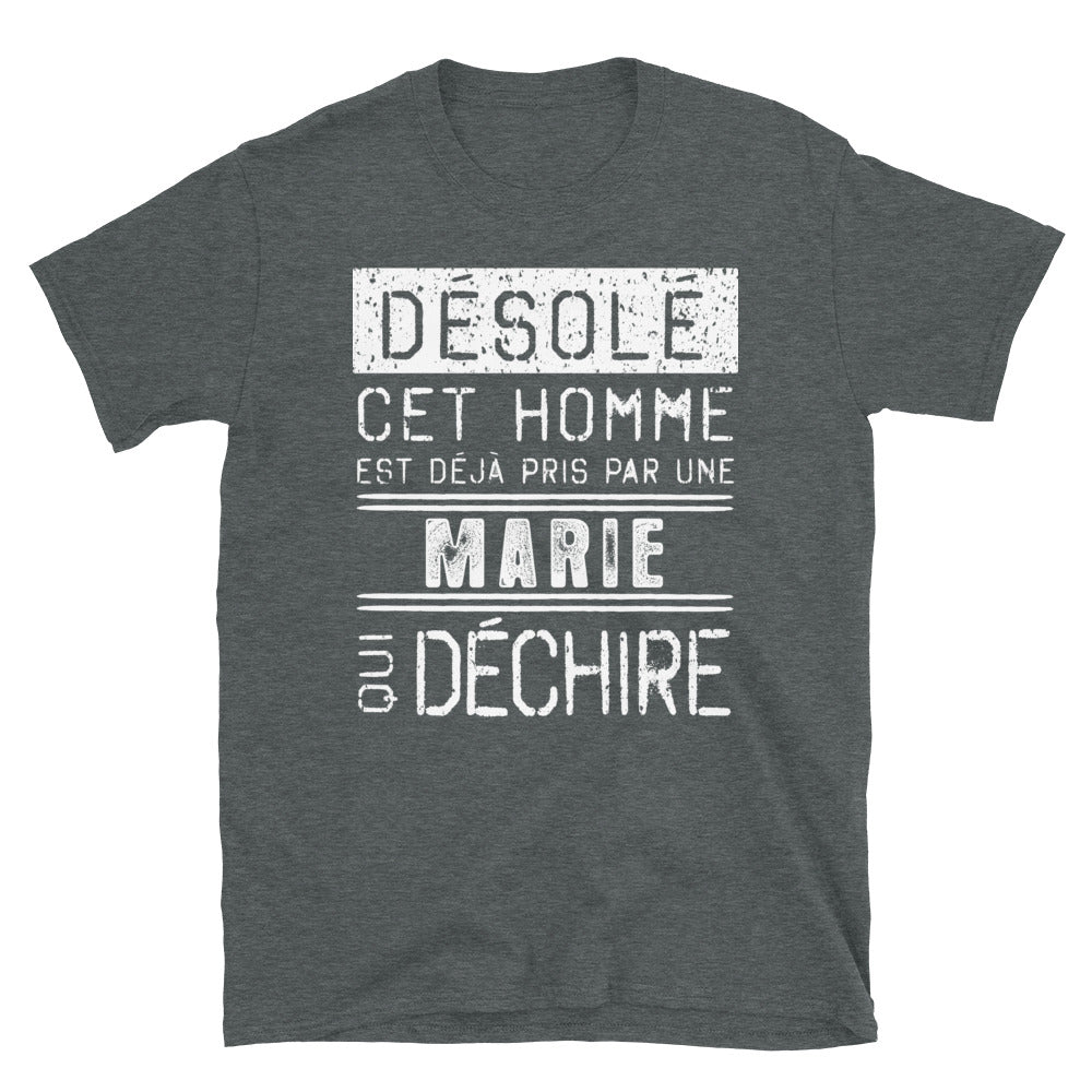 T-shirt Marie désolé bleu marine - Désolé ce mec est pris