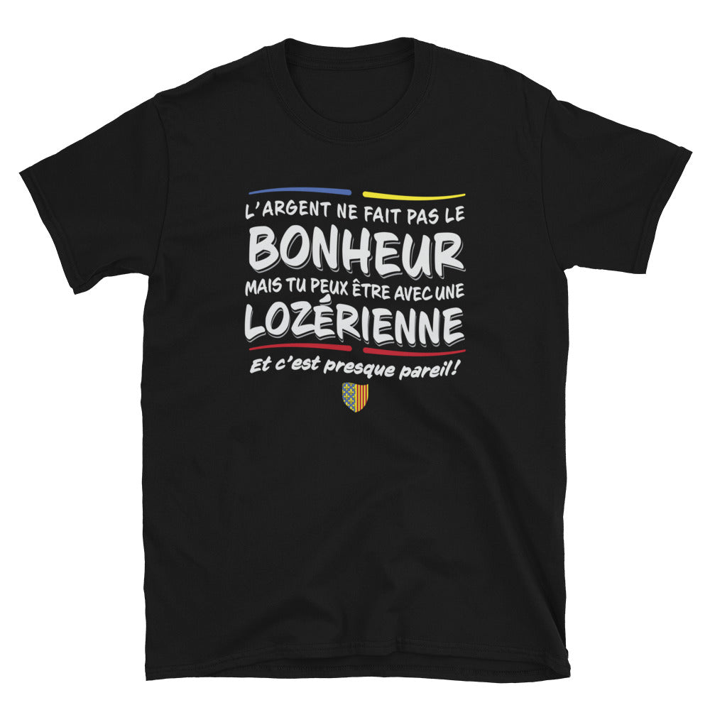 T-shirt Lozérienne bleu marine dos - L'argent n'achète pas le bonheur