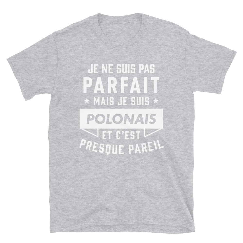 T-shirt Pologne gris sportif - Fierté et humour en coton