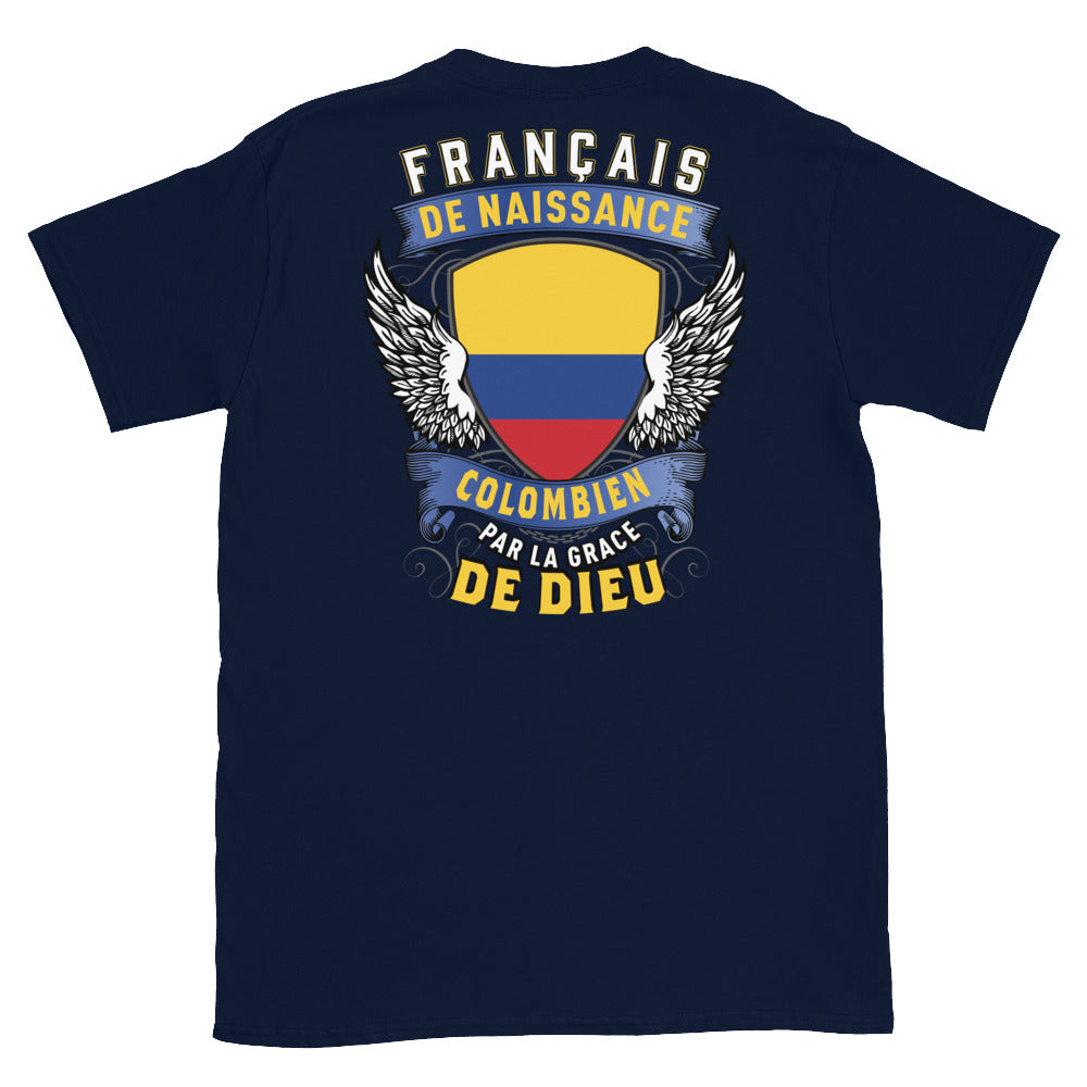 T-shirt Colombien noir dos - Fierté et humour en coton