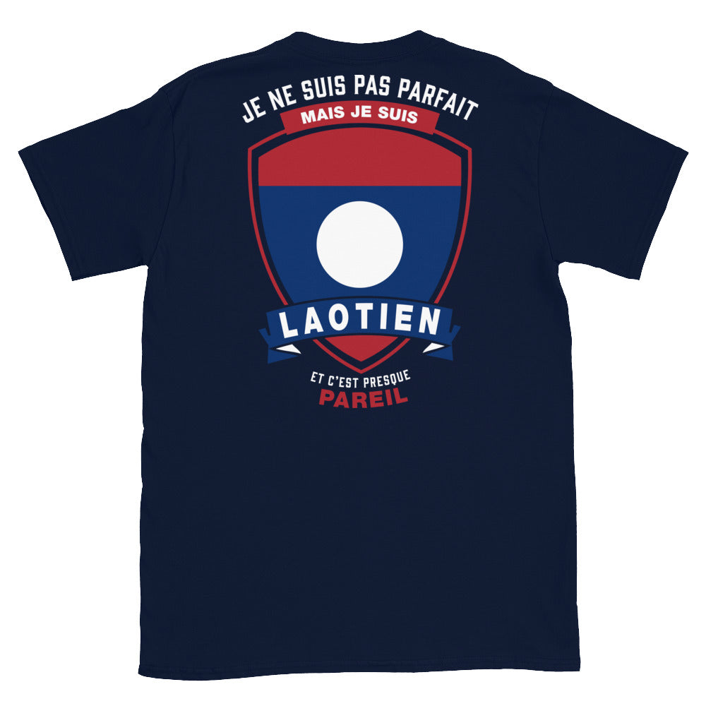 T-shirt Laos noir dos - Je ne suis pas parfait mais...