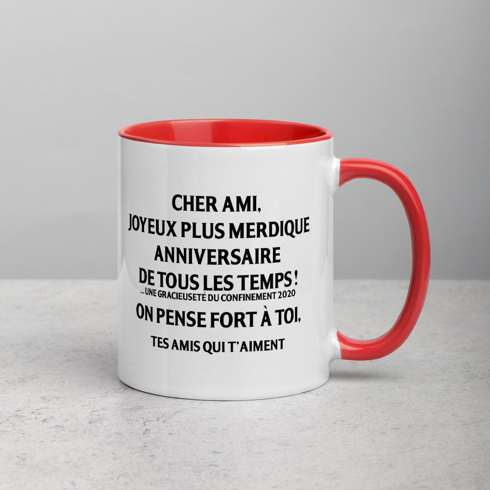 Mug confinement 2020 rouge dos - Joyeux anniversaire décalé