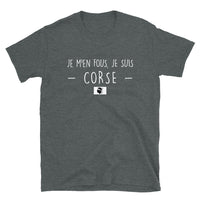 Thumbnail for T-shirt Corse gris foncé chiné dos - Je m'en fous je suis Corse