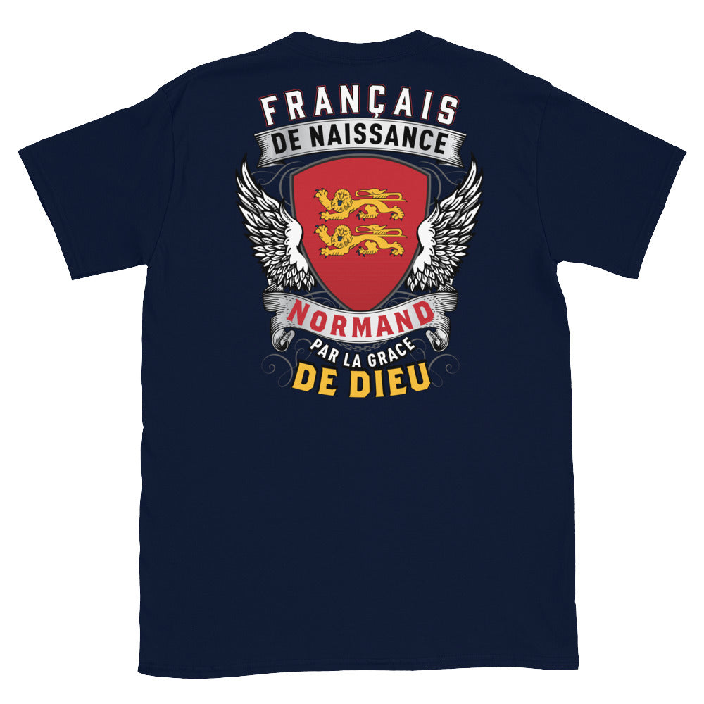 T-shirt Normand noir dos - Français de Naissance, Normand par la grace de Dieu