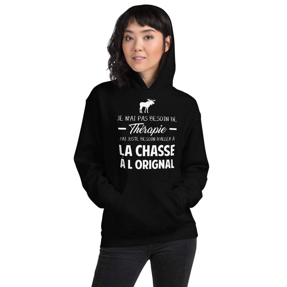 Chasse à l'orignal Thérapie - Sweatshirth à capuche - Ici & Là - T-shirts & Souvenirs de chez toi