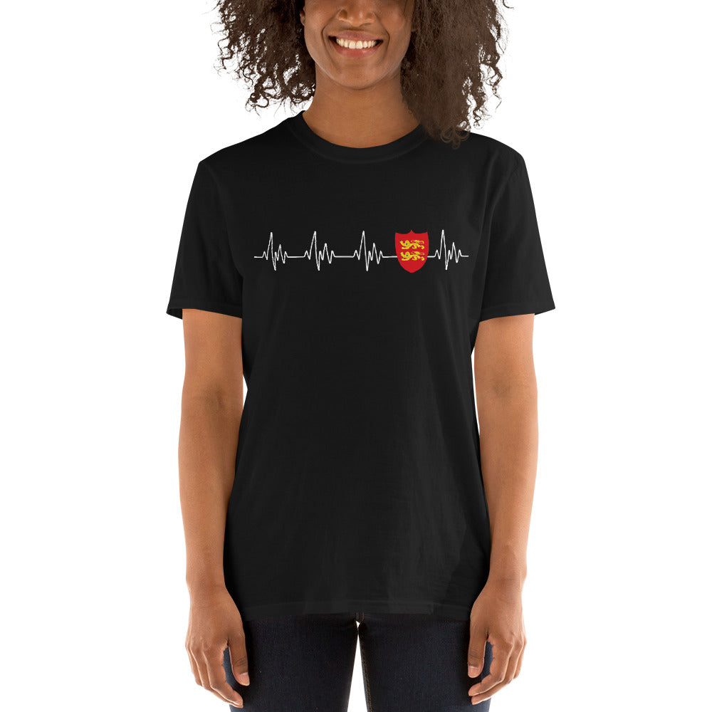 T-shirt Normandie gris sport - Blason et battement de cœur