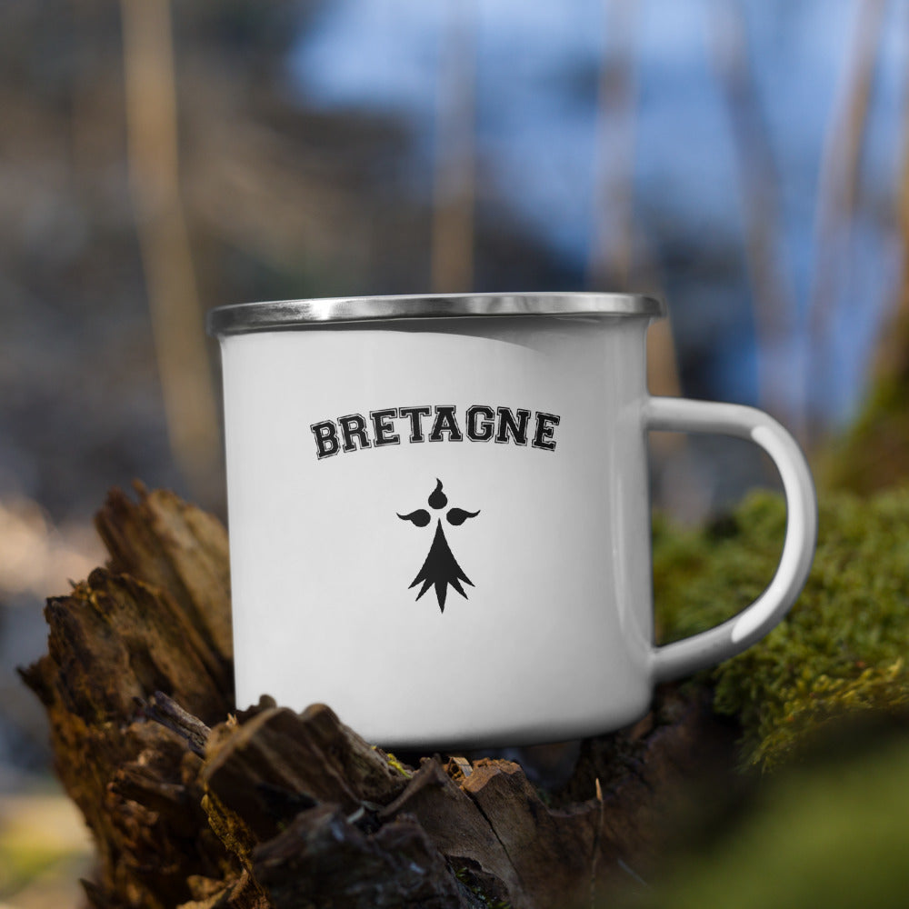 Mug Bretagne blanc - tasse émaille pour campeurs