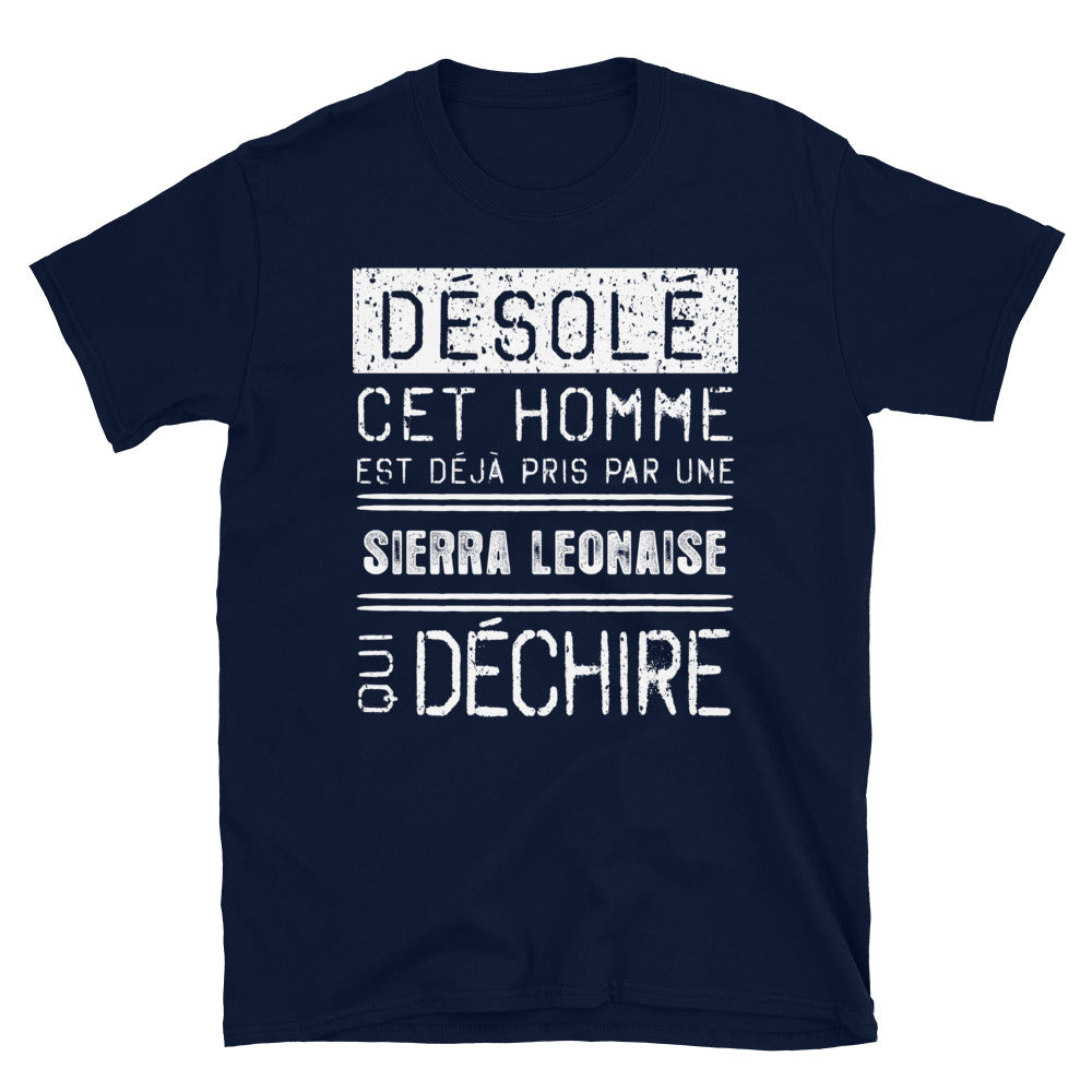T-shirt Sierra Leone noir dos - Désolé ce mec est pris par une fille qui déchire