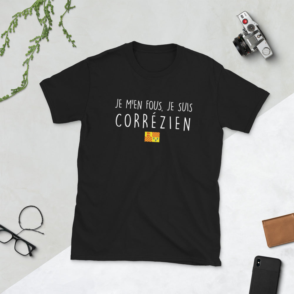 T-shirt Corrèze bleu marine - Je m'en fous, je suis fier !