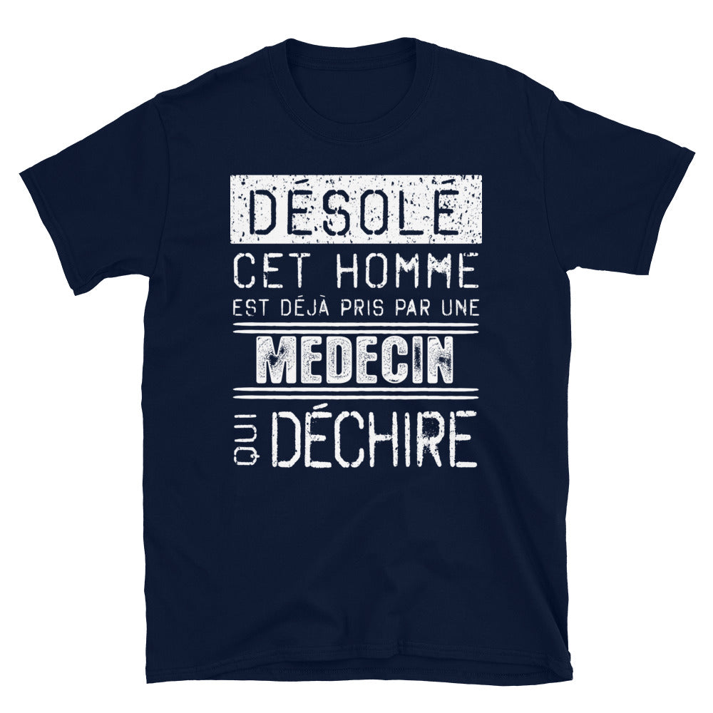 T-shirt humour noir dos - Désolé ce mec est pris par une fille