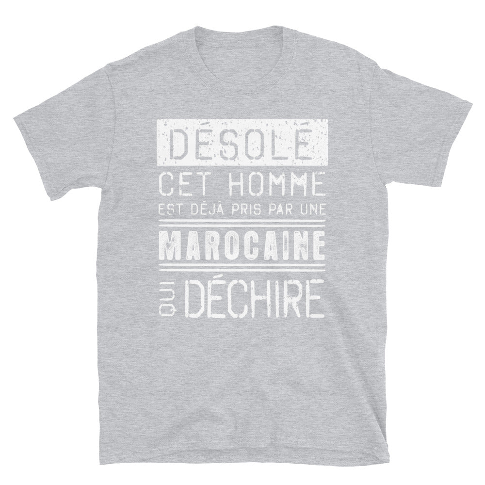 T-shirt Maroc bleu marine dos - Désolé ce mec est pris par une fille qui déchire
