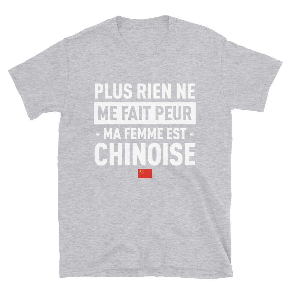 T-shirt humour bleu marine dos - Plus rien ne me fait peur ma femme est